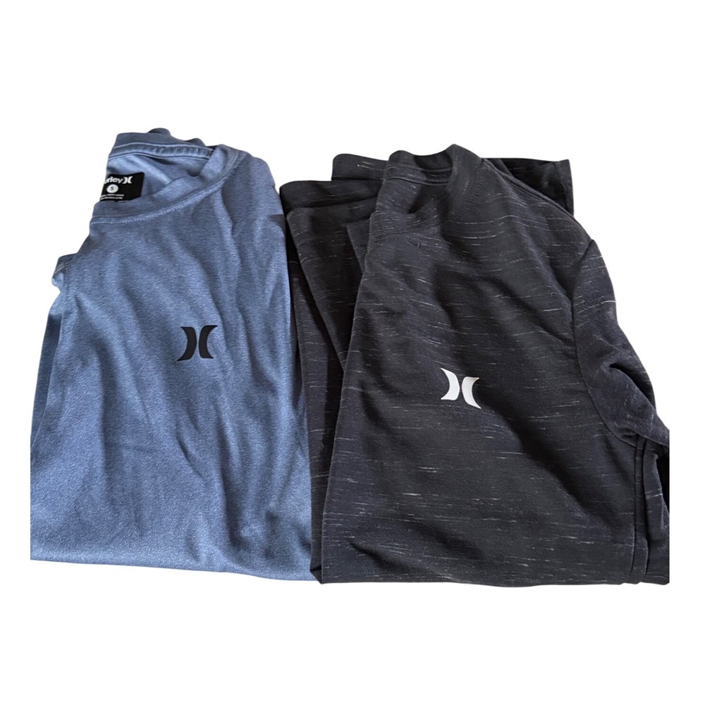 Hurley Long Sleeve Shirt Kids Size S Blue Charcoal Grey Excellent 2-Pack Dri-FIT
